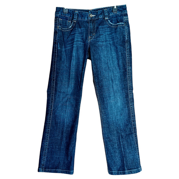 Calvin Klein Lean Bootcut Mid Rise Women's Denim Blue Jeans Mild Distressing 10 - Picture 10 of 10